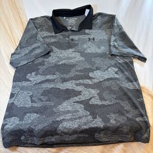 Under Armour Heatgear Striped Performance Playoff Polo Shirt 2XL Loose Black